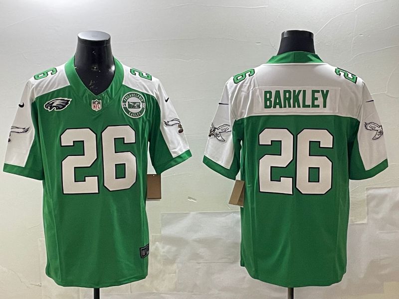 Men Philadelphia Eagles #26 Barkley Green Thanksgiving three generations 2025 Nike Vapor Limited NFL Jersey style 1->philadelphia eagles->NFL Jersey